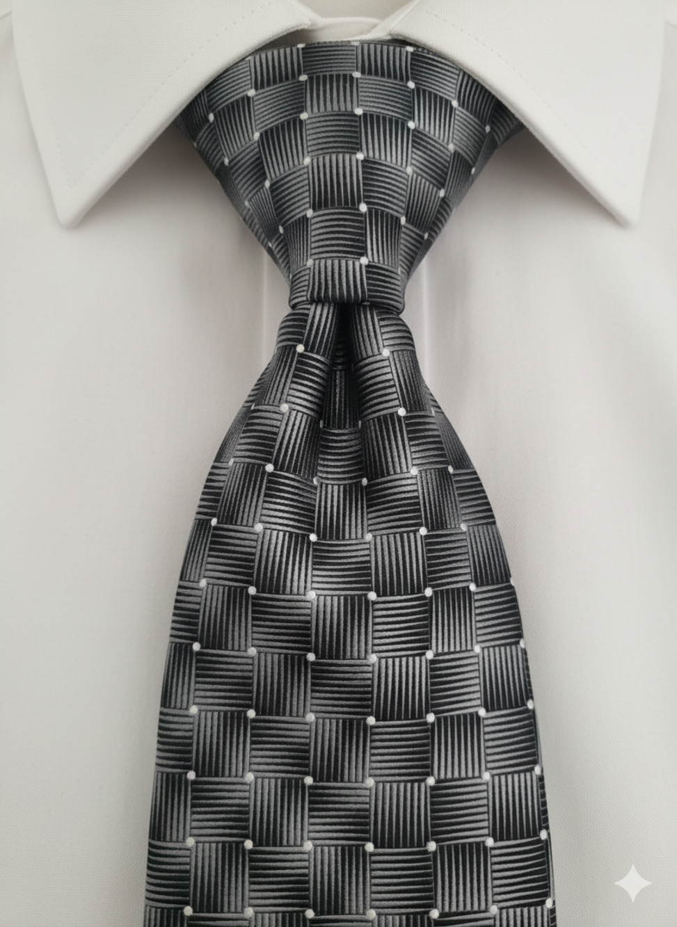 Pierre Cardin black white geometric silk tie - 57.5"